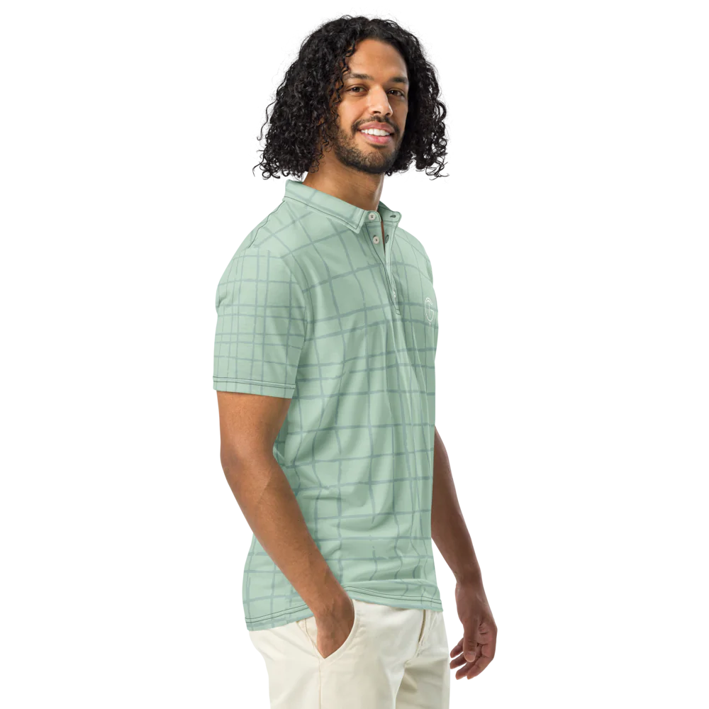 GolfThing Golf Polo Shirt - Striped Light Green