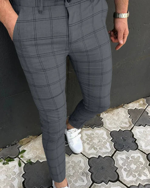GolfThing Check Print Slim Fit Golf Chinos - Brown
