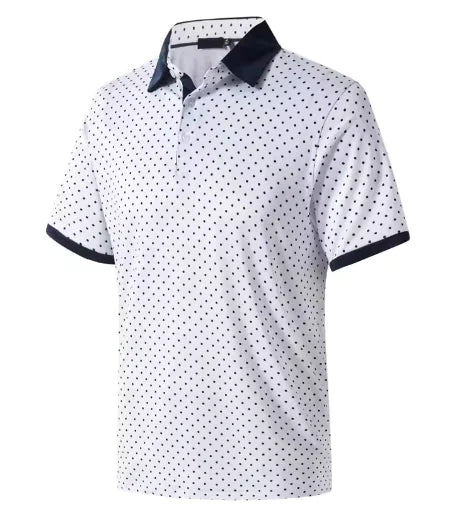 GolfThing 3D Print Pattern Golf Polo Shirt - Navy