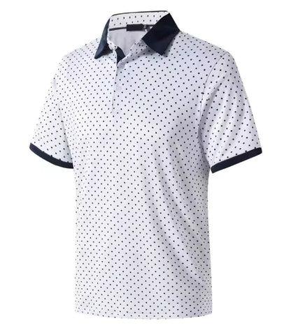 GolfThing 3D Print Pattern Golf Polo Shirt - Navy