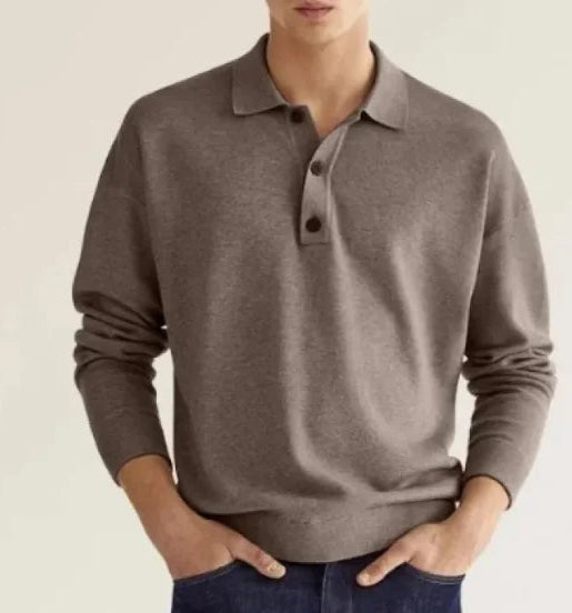 GolfThing Button Collar Sweater - Dark Khaki