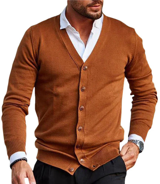 GolfThing Signature Knit Golf Cardigan Sweater - Orange