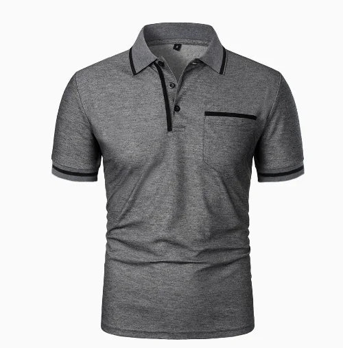 GolfThing Elite Lapel Golf Polo Shirt - Dark Grey