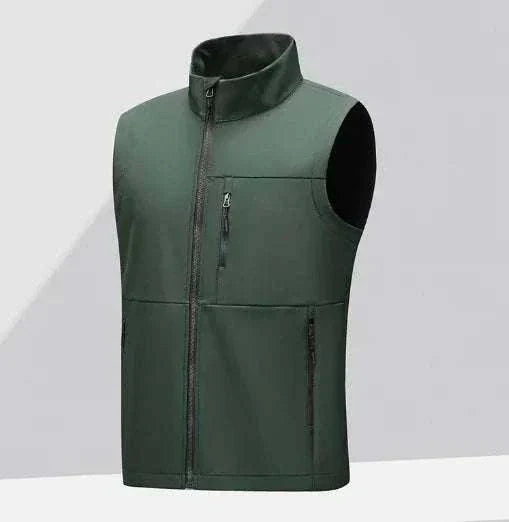 Navy GolfThing waterproof soft shell golf gilet with zip pockets