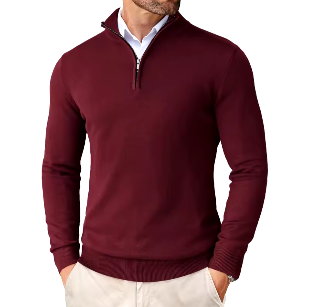 Men's Heritage Quarter-Zip slim fit red pullover for golf with breathable stretch fabric