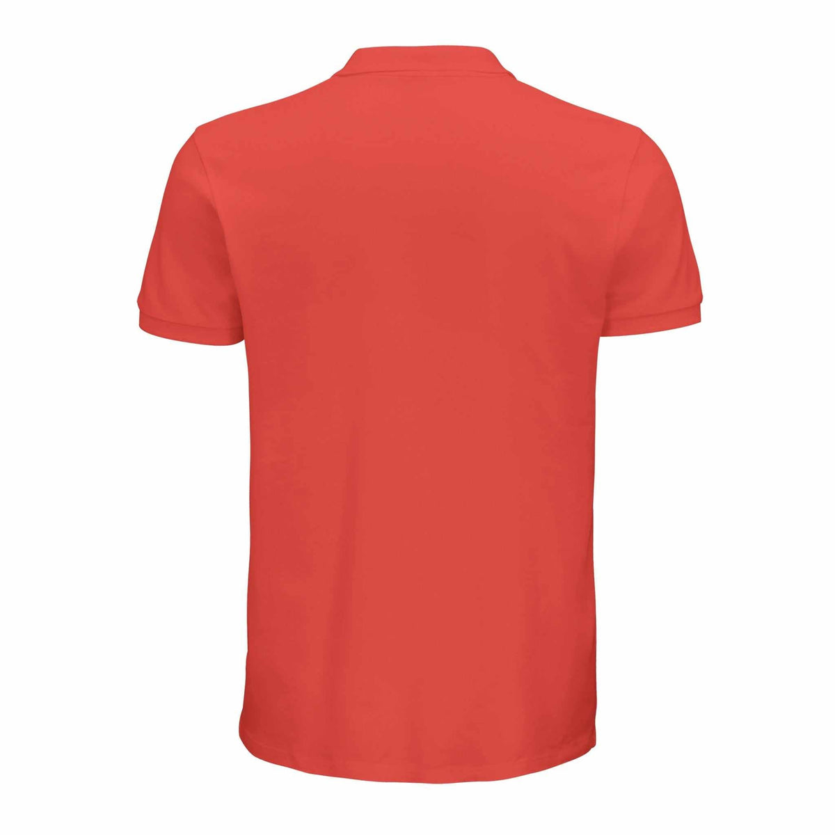 Golf Polo Shirt in solid red cotton with short sleeves, showing a plain back and neatly finished collar and hems
