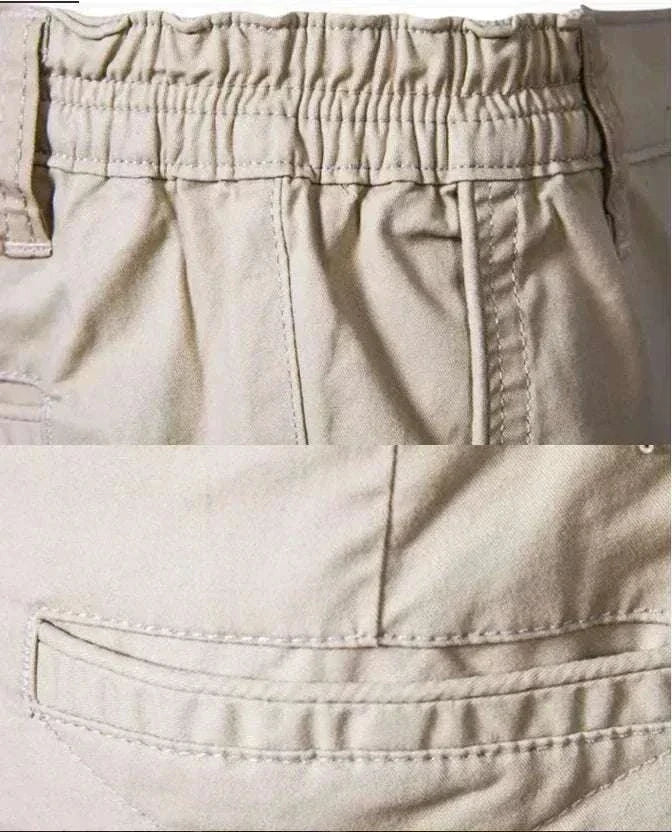 Golf shorts in light beige cotton with a solid finish, elasticized waistband, belt loops and stitched back pocket