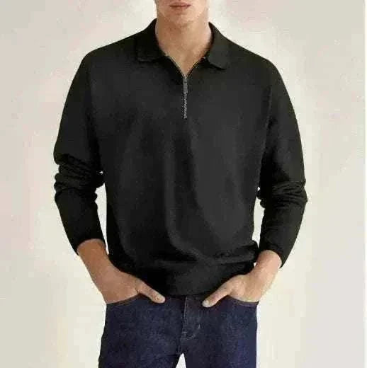 GolfThing men's quarter zip moisture-wicking golf jumper in black