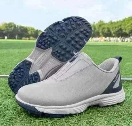 GolfThing Zen Zipper spikeless golf trainers in grey with zipper closure