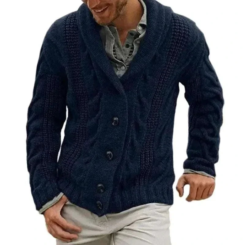GolfThing Classic Knit Cardigan sweater with twisted flower cable knit