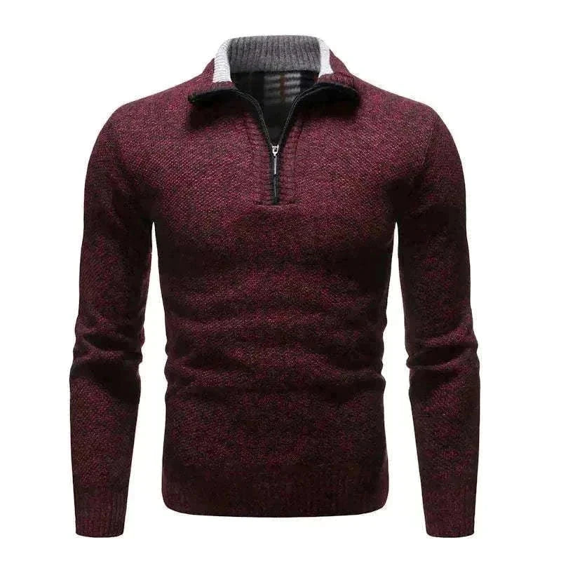 GolfThing Heather Knit quarter-zip sweater in navy blue for men