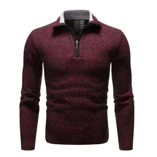 GolfThing Heather Knit quarter-zip sweater in navy blue for men