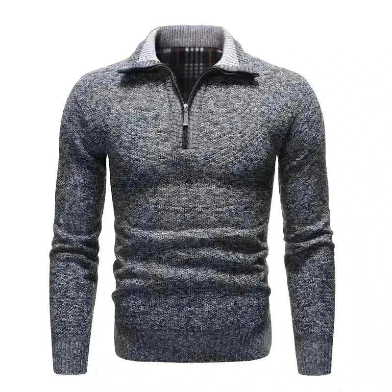 GolfThing Heather Knit quarter-zip sweater in navy blue for men