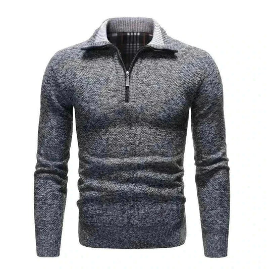 GolfThing Heather Knit quarter-zip sweater in navy blue for men