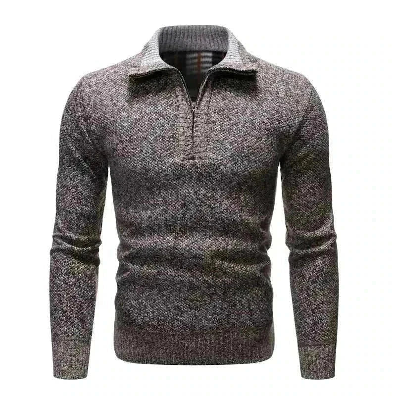 GolfThing Heather Knit quarter-zip sweater in navy blue