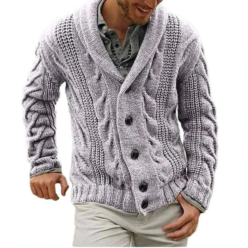 GolfThing knit golf cardigan with cable knit design in heritage wool blend