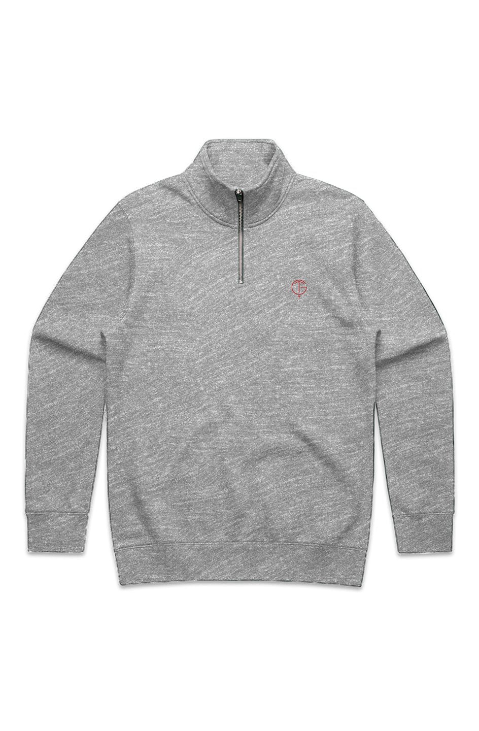 GolfThing Links men's grey heather and red golf jumper half zip