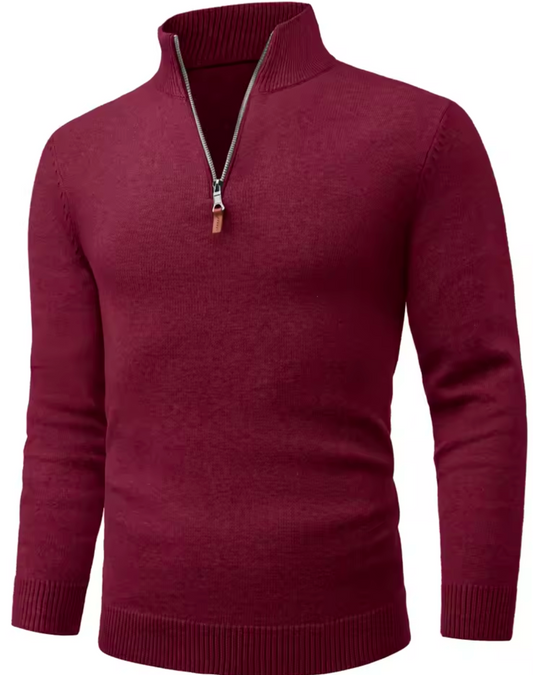 GolfThing men's cotton quarter zip golf jumper in navy blue