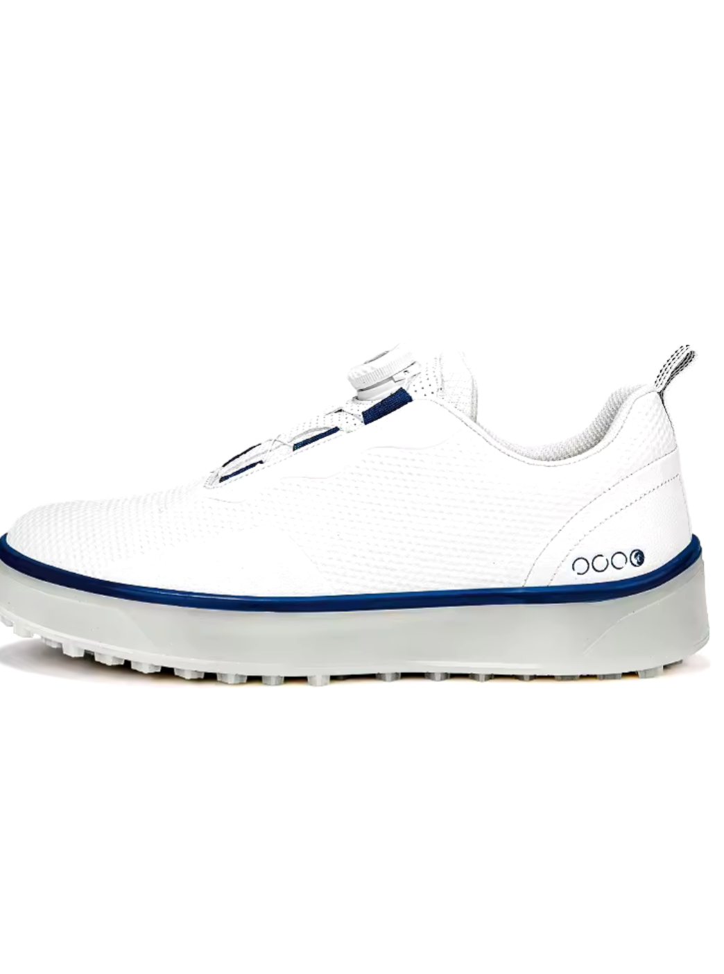 GolfThing men's laceless white golf trainers with spikeless sole