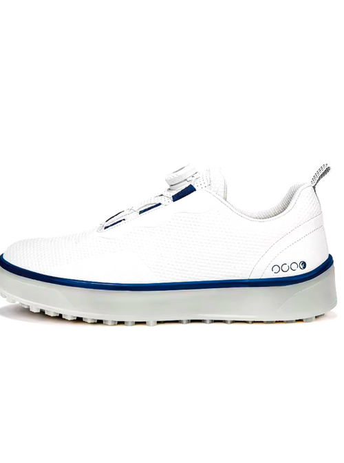 GolfThing men's laceless white golf trainers with spikeless sole