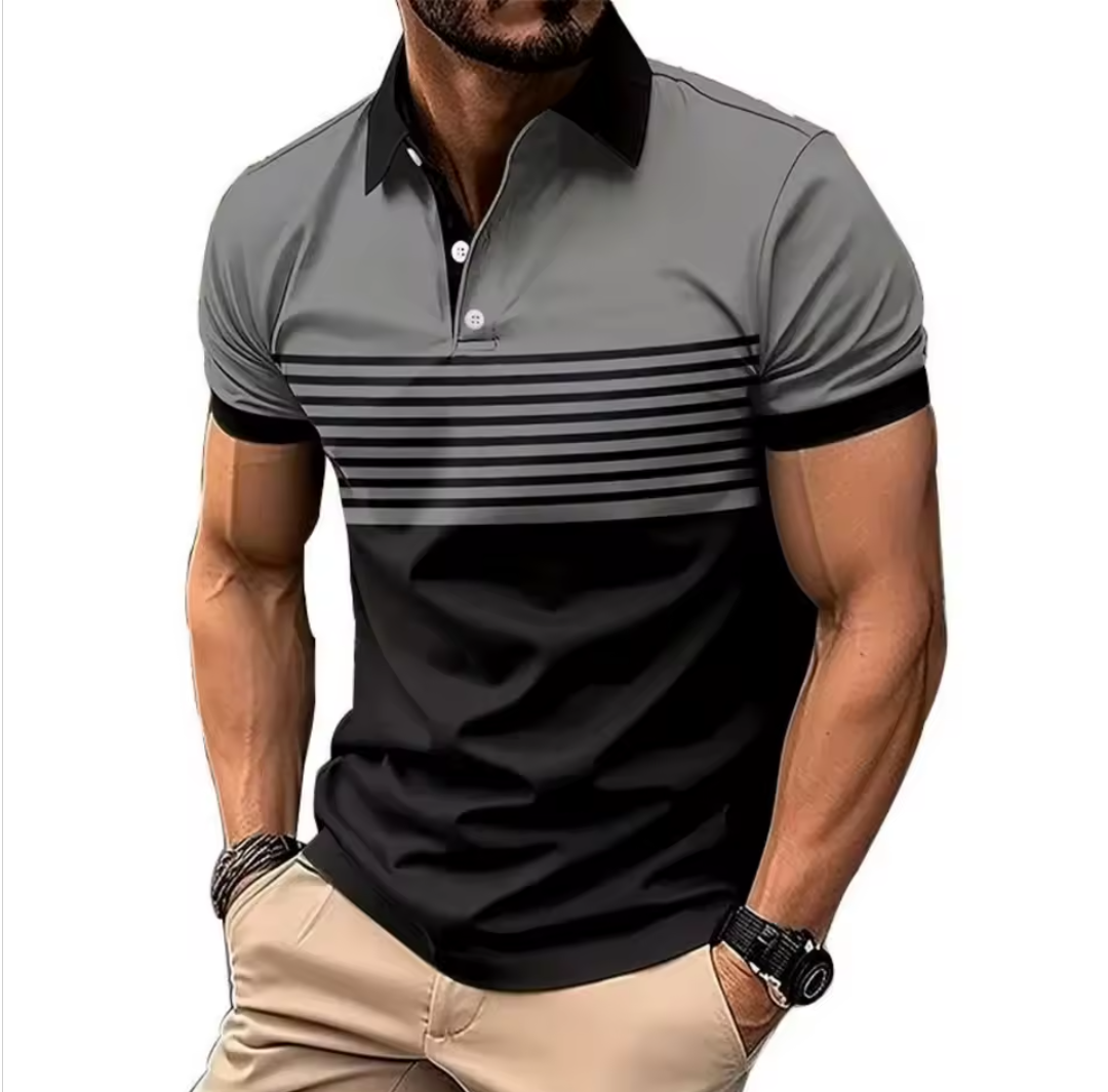 GolfThing stripe golf polo shirt with bold horizontal stripes