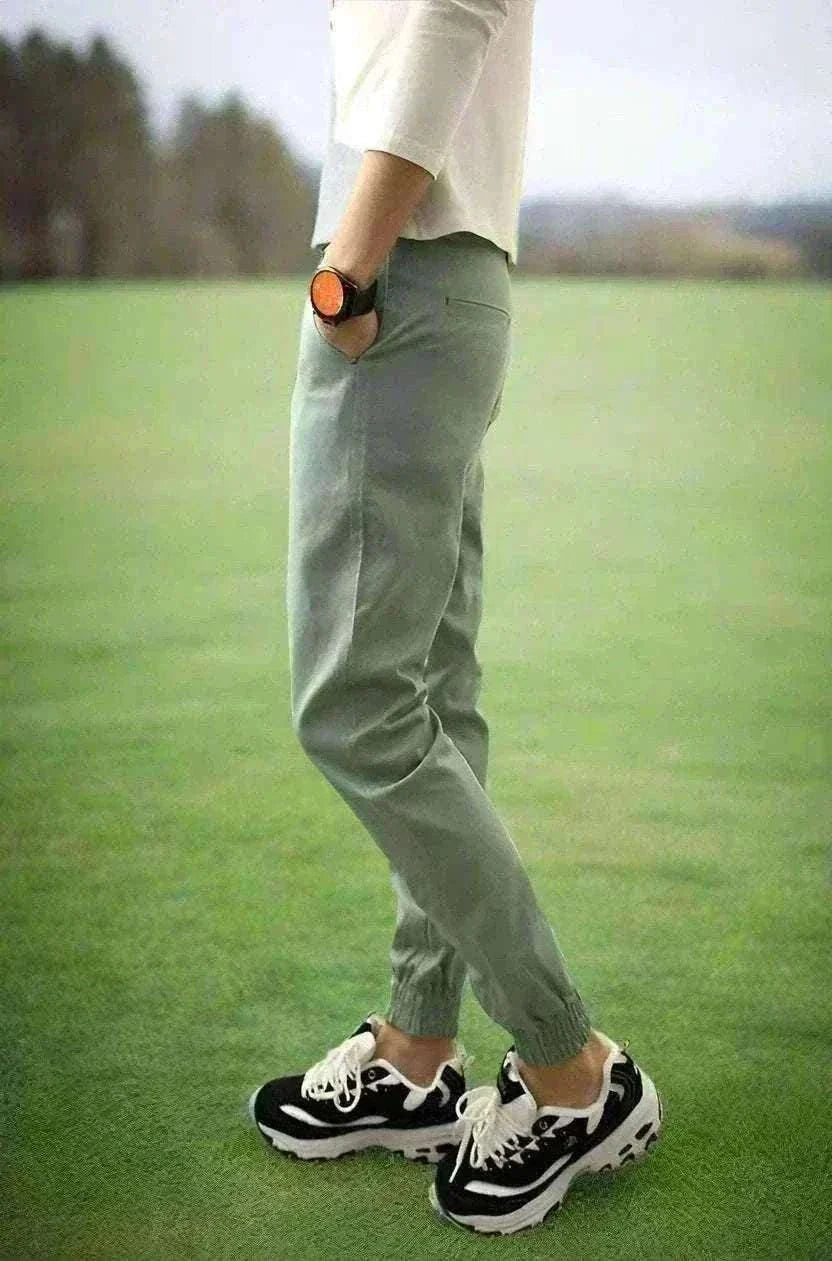 GolfThing soft cotton cuffed golf trousers in stylish fit