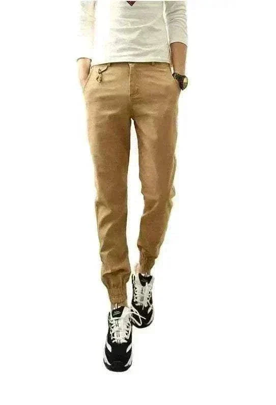 GolfThing men's soft cotton cuffed golf trousers in beige