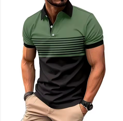 GolfThing stripe golf polo shirt with horizontal stripes and classic collar