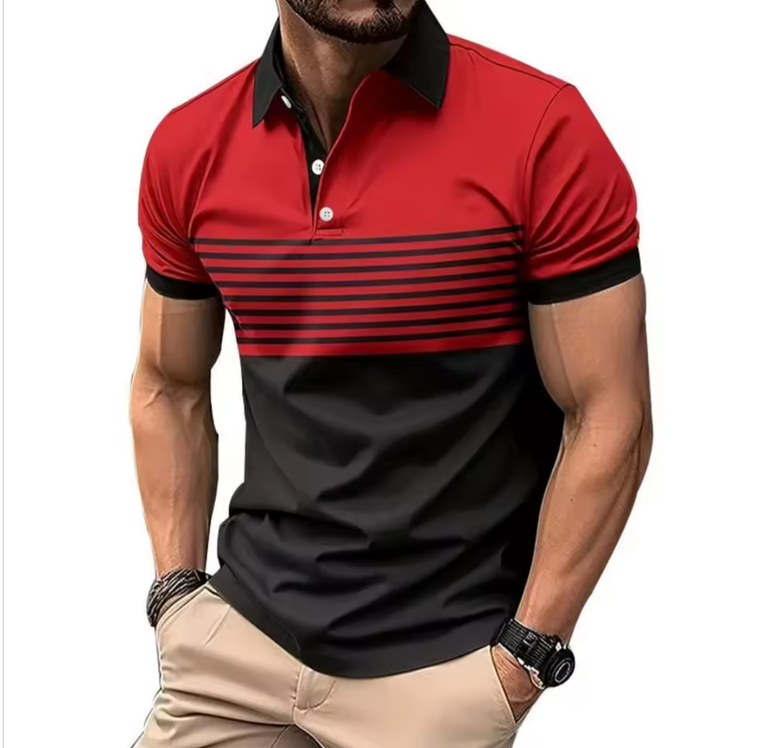 GolfThing stripe golf polo shirt with bold horizontal stripes