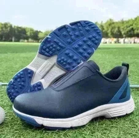 GolfThing Zen Zipper spikeless blue golf shoes with zipper closure