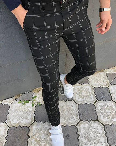 GolfThing Check Print Slim Fit Golf Chinos - Brown
