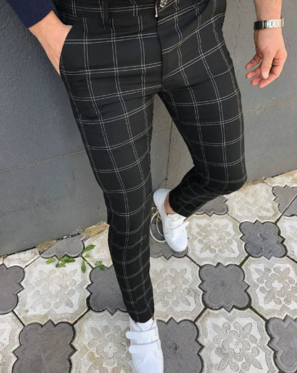 GolfThing Check Print Slim Fit Golf Chinos - Brown