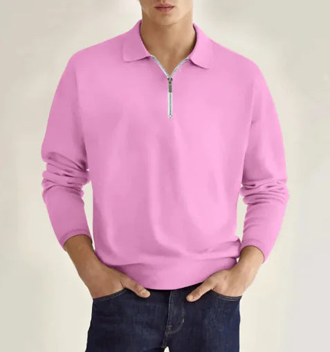 GolfThing Men's Elite Fit Quarter Zip Jumper - Moisture Wicking Apricot