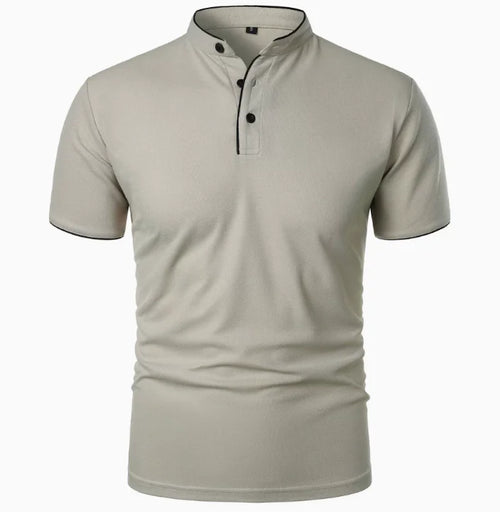 GolfThing Stand-Up Collar Golf Polo Shirt - Light Grey