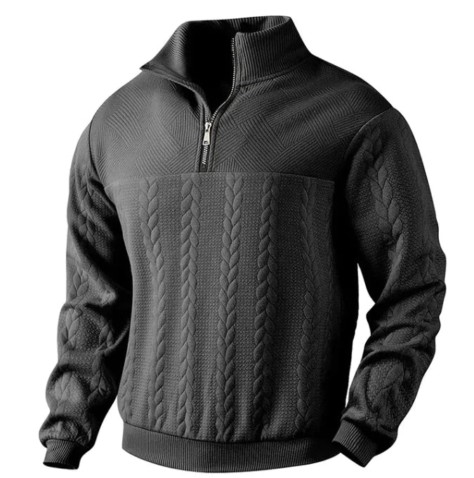 GolfThing Links Knit Golf Sweater - Quarter Zip with Structured Collar White