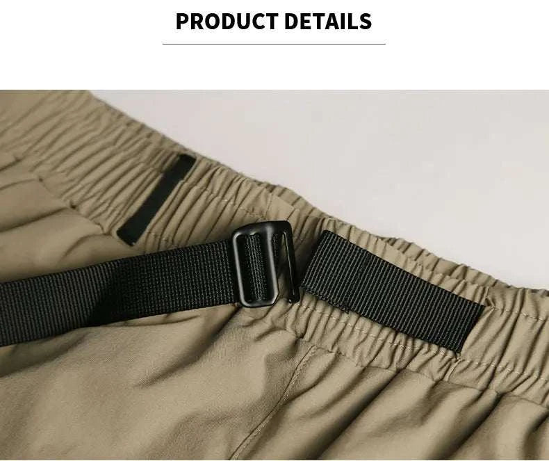 Men's lightweight golf trousers with black belt for breathable, comfortable wear