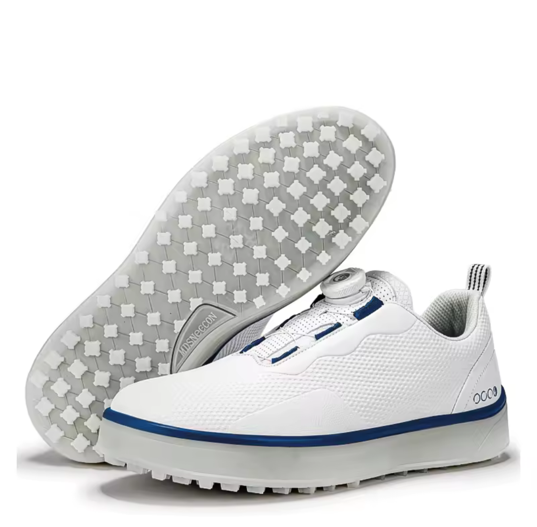 Men's black GolfThing laceless golf trainers with breathable mesh and BOA fit system