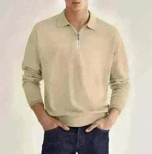Mens quarter zip golf jumper with moisture-wicking fabric
