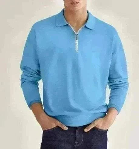 Mens quarter zip golf jumper moisture-wicking breathable fabric