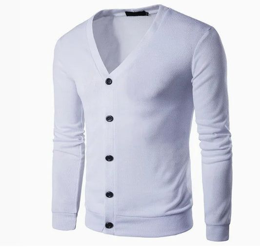 GolfThing Signature Knit Golf Cardigan Sweater - White