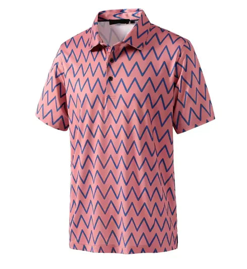 GolfThing 3D Print Pattern Golf Polo Shirt - Navy
