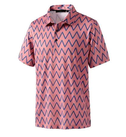 GolfThing 3D Print Pattern Golf Polo Shirt - Navy