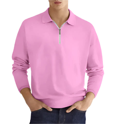 GolfThing Men's Elite Fit Quarter Zip Jumper - Moisture Wicking Pink