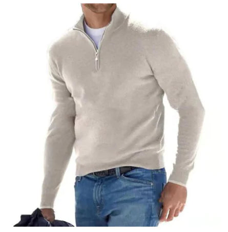 GolfThing Men's Quarter Zip Jumper - Costello Golf Jumper Apricot Grey