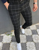 GolfThing Check Print Slim Fit Golf Chinos - Black