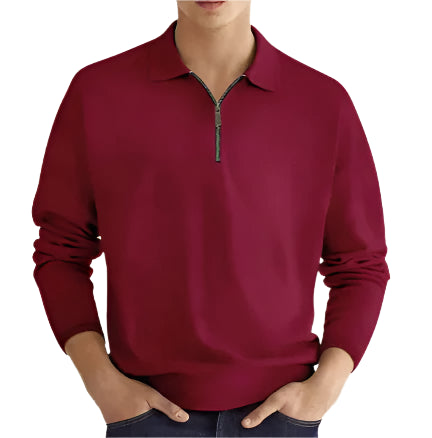 GolfThing Men's Elite Fit Quarter Zip Jumper - Moisture Wicking Dark Red
