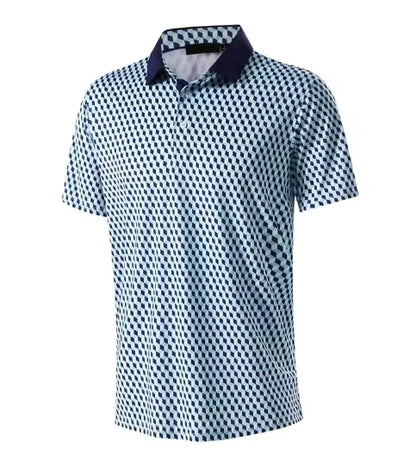 GolfThing 3D Print Pattern Golf Polo Shirt - Navy