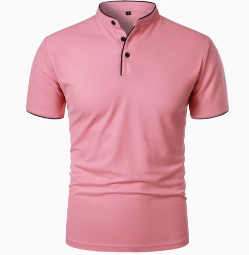 GolfThing Stand-Up Collar Golf Polo Shirt - Pink