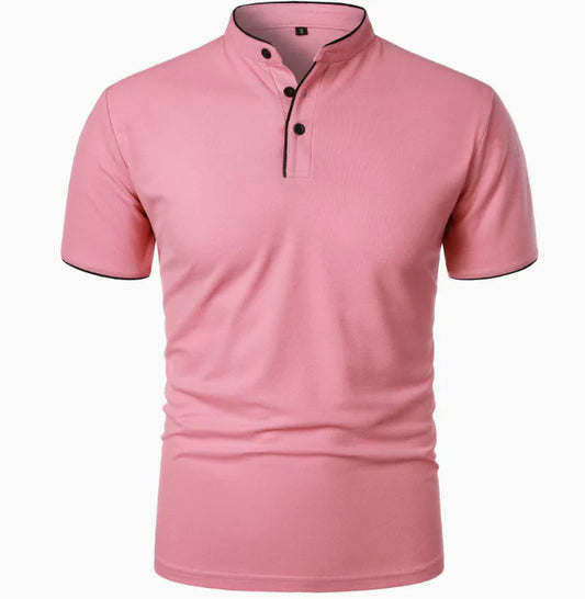 GolfThing Stand-Up Collar Golf Polo Shirt - Pink