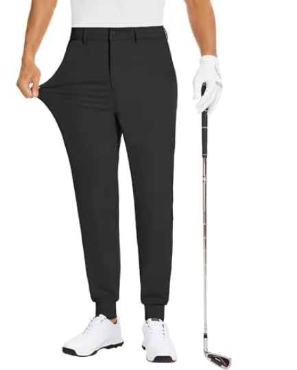 GolfThing FlexFit Golf Joggers with Zipper Pockets - Black